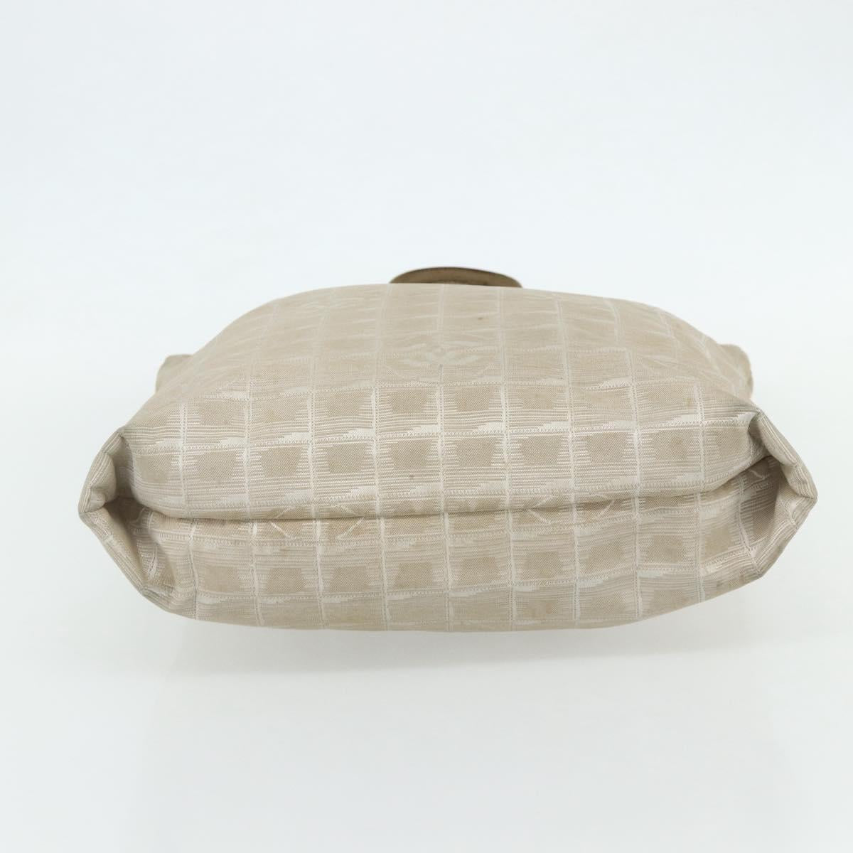 CHANEL New Travel line Hand Bag Nylon Beige Silver CC Auth ka4350