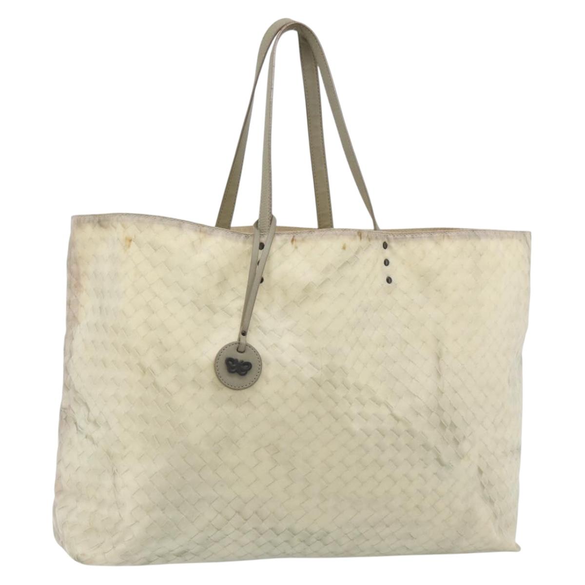 BOTTEGA VENETA Intretti Tote Bag Nylon Beige Auth ka4351