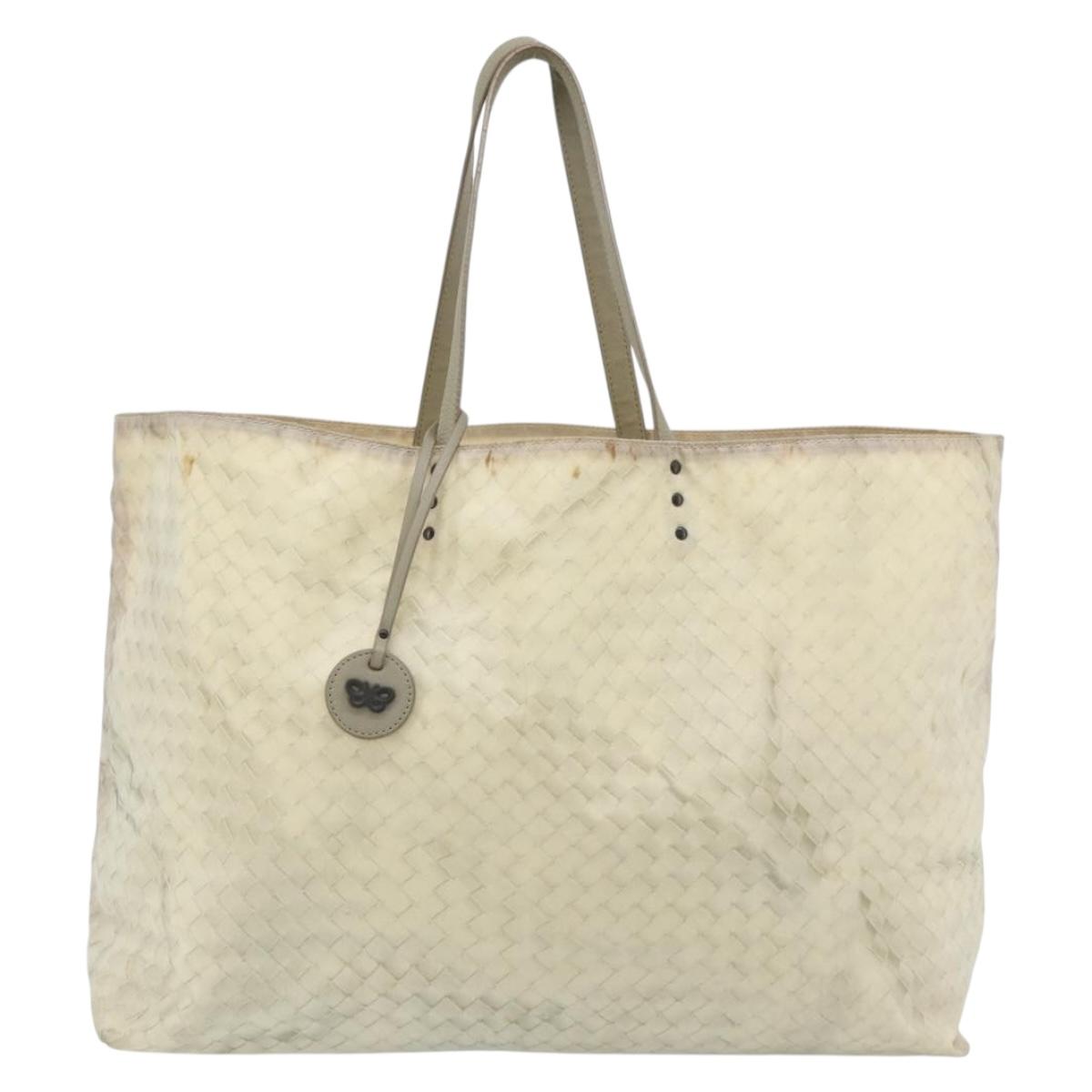 BOTTEGA VENETA Intretti Tote Bag Nylon Beige Auth ka4351