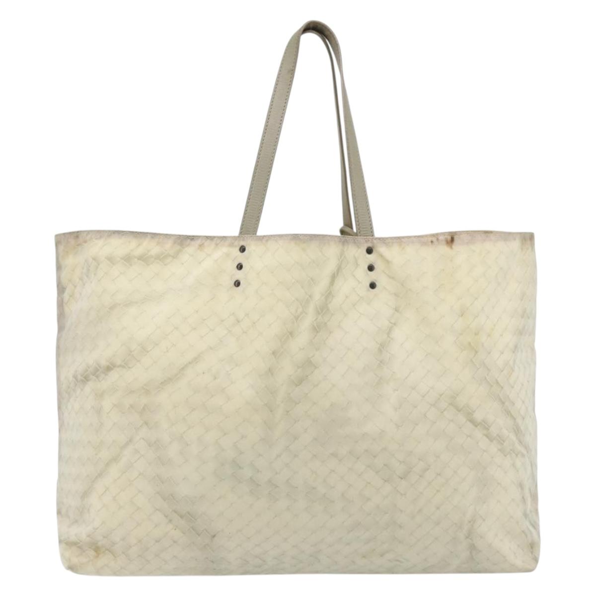 BOTTEGA VENETA Intretti Tote Bag Nylon Beige Auth ka4351
