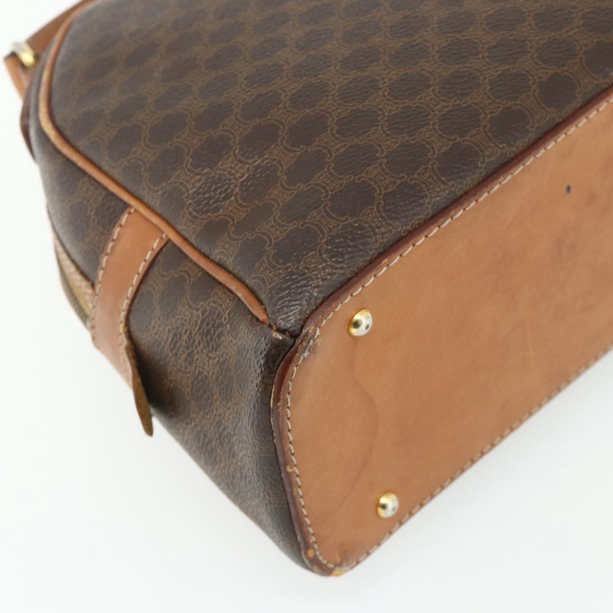 CELINE Macadam Canvas Hand Bag PVC Leather Brown Gold Auth ka4353