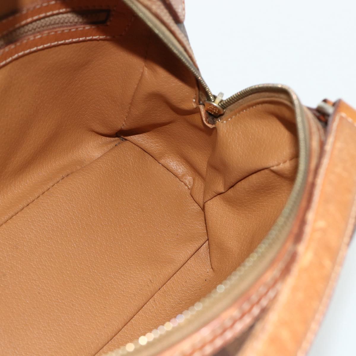CELINE Macadam Canvas Hand Bag PVC Leather Brown Gold Auth ka4353