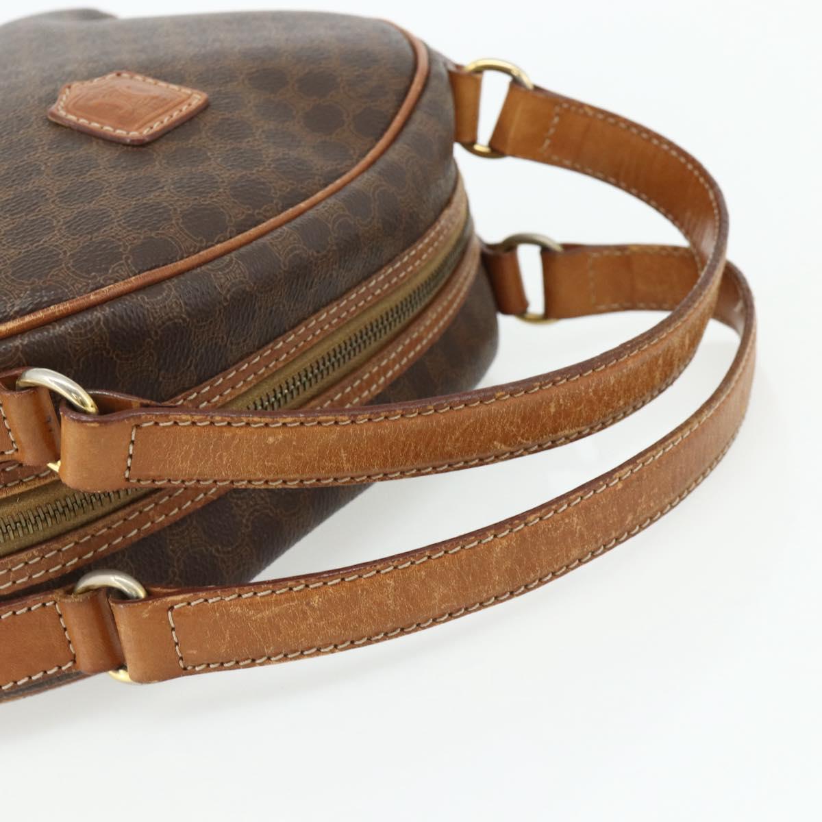 CELINE Macadam Canvas Hand Bag PVC Leather Brown Gold Auth ka4353
