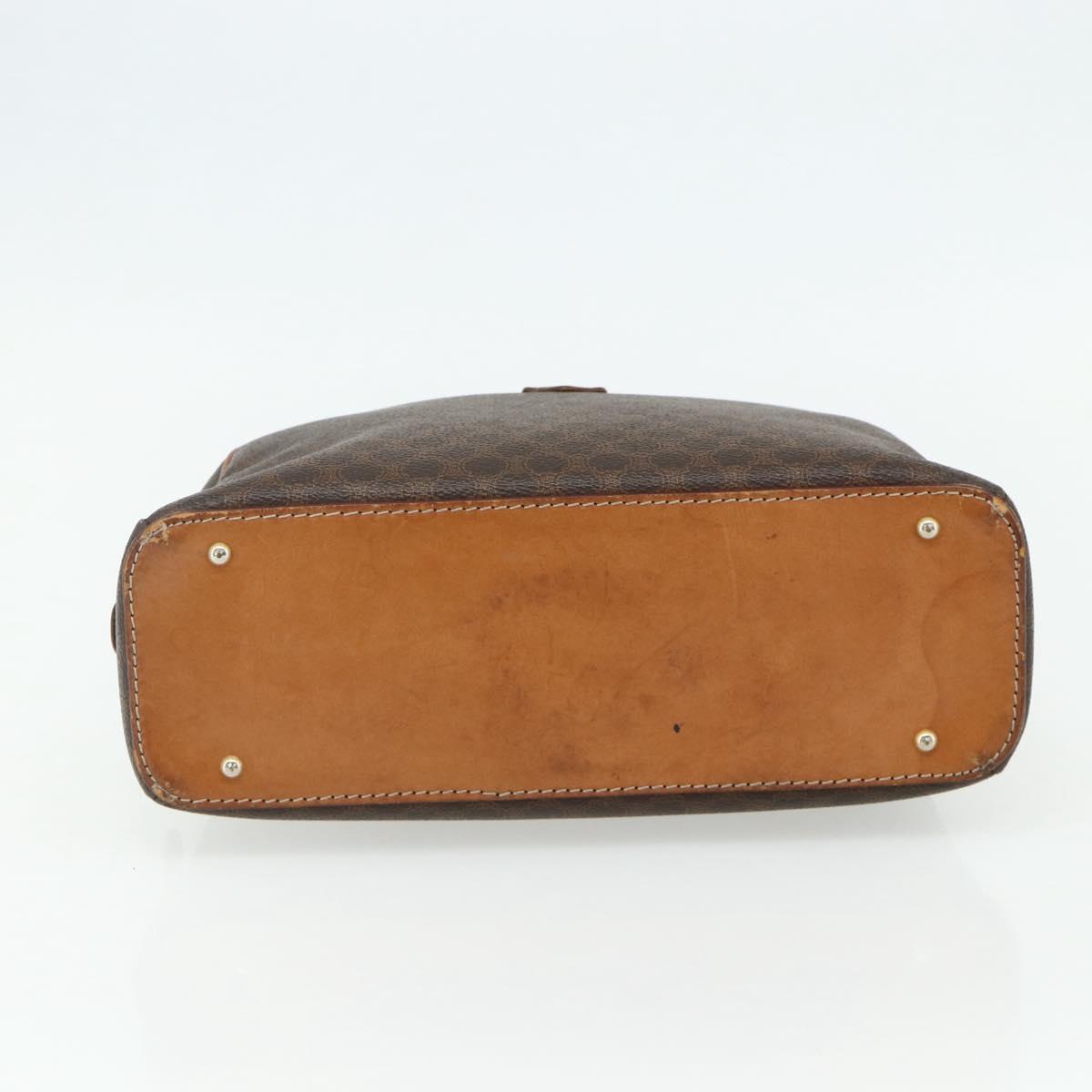 CELINE Macadam Canvas Hand Bag PVC Leather Brown Gold Auth ka4353