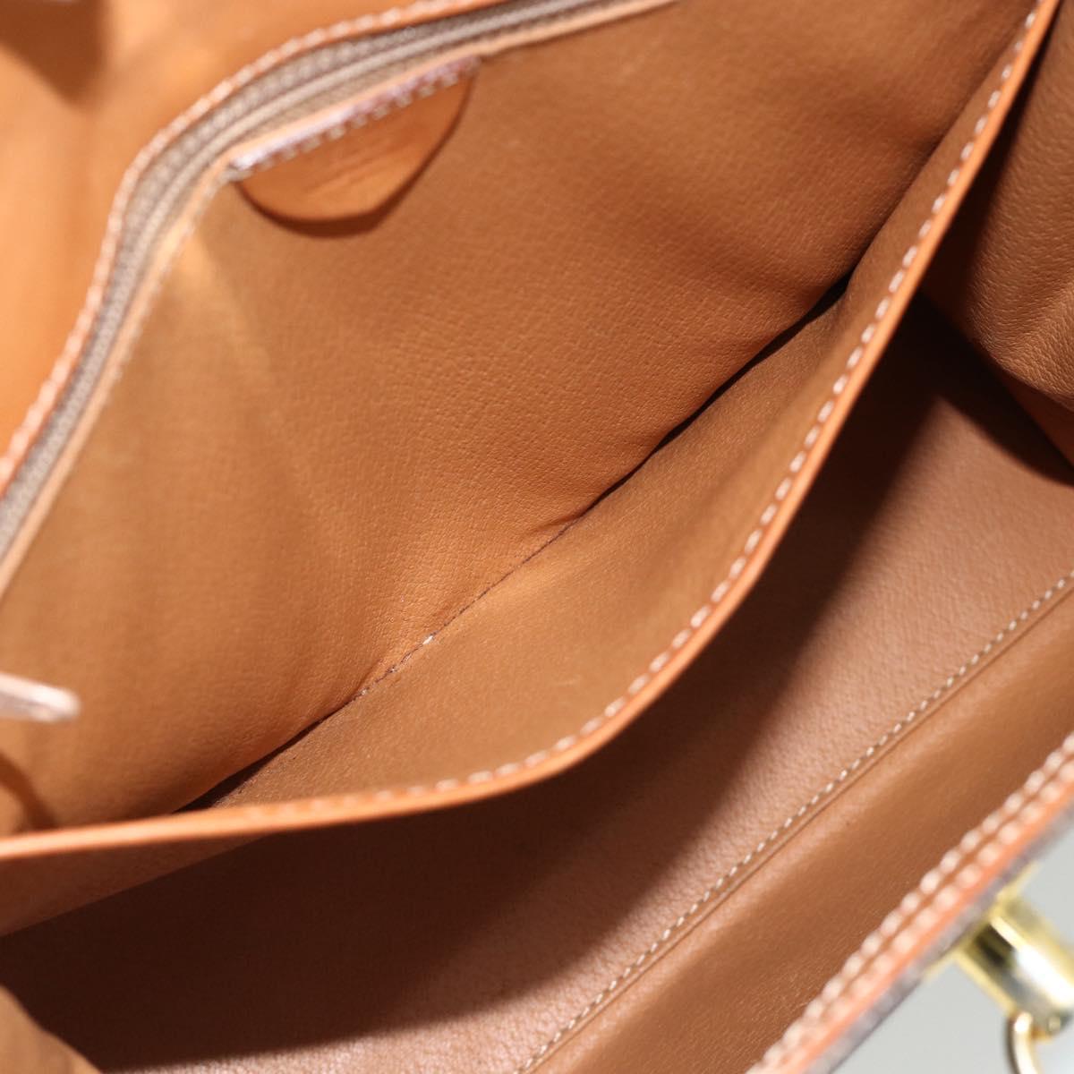 CELINE Macadam Canvas Hand Bag PVC Leather Brown Gold Auth ka4354