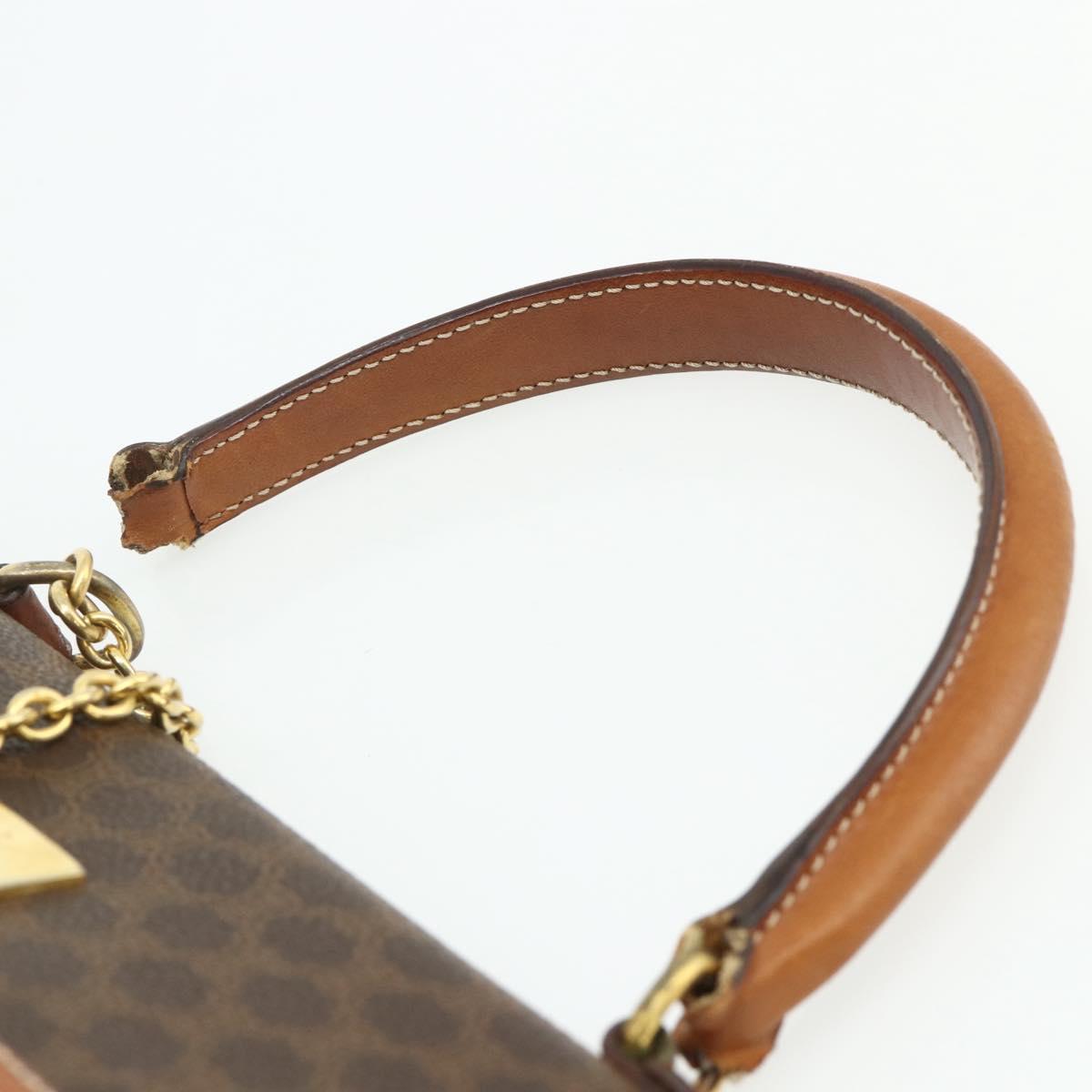CELINE Macadam Canvas Hand Bag PVC Leather Brown Gold Auth ka4354