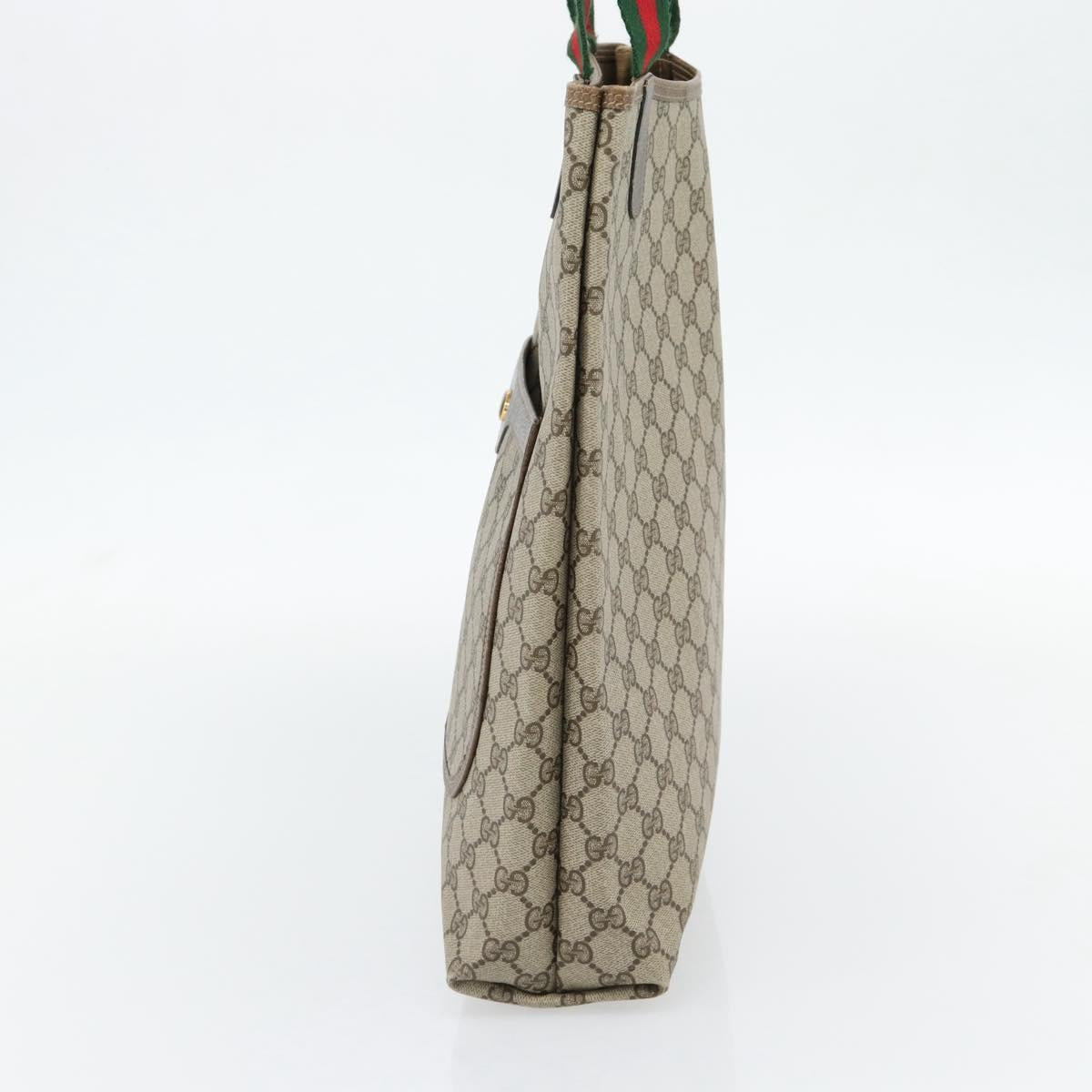GUCCI GG Supreme Web Sherry Line Tote Bag PVC Beige Red 39 02 003 Auth ka4356A