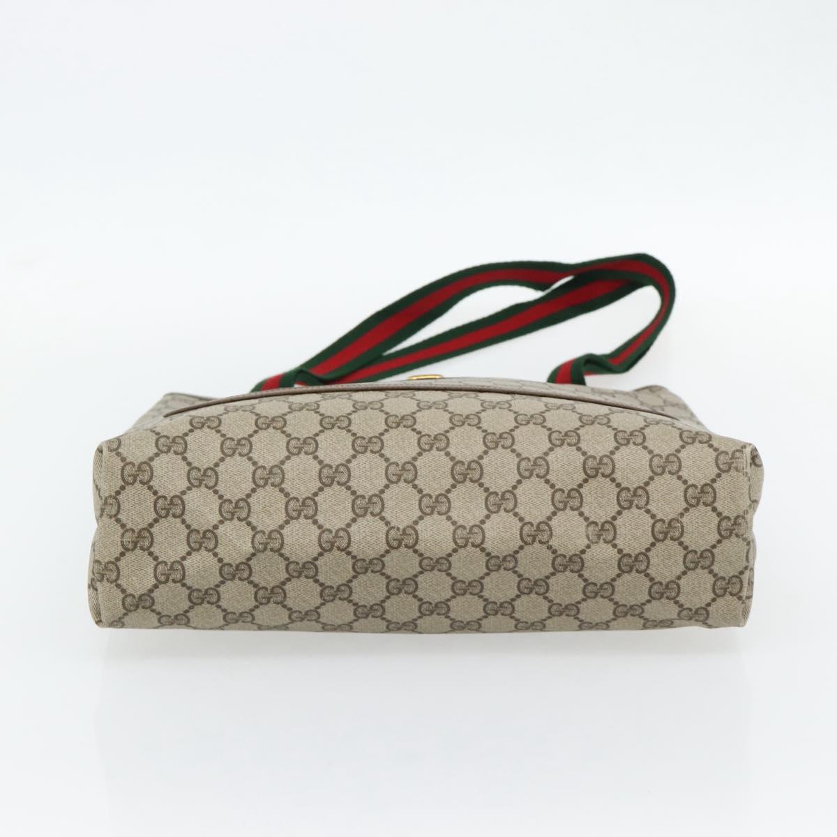 GUCCI GG Supreme Web Sherry Line Tote Bag PVC Beige Red 39 02 003 Auth ka4356A