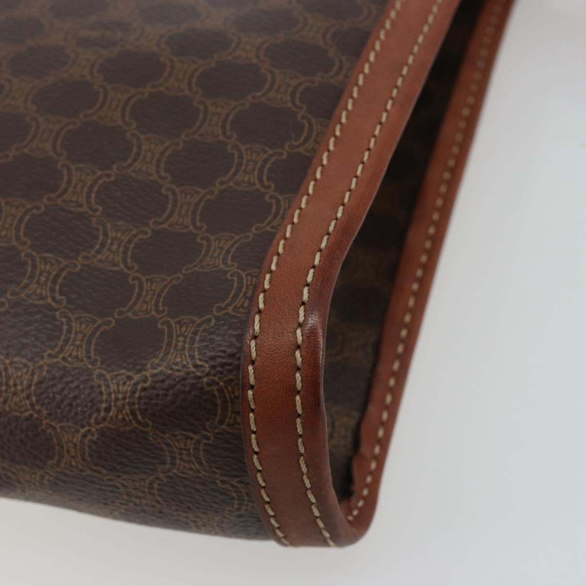 CELINE Macadam Canvas Clutch Bag PVC Leather Brown Gold Auth ka4359