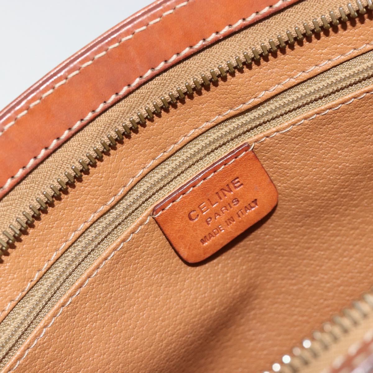 CELINE Macadam Canvas Clutch Bag PVC Leather Brown Gold Auth ka4359