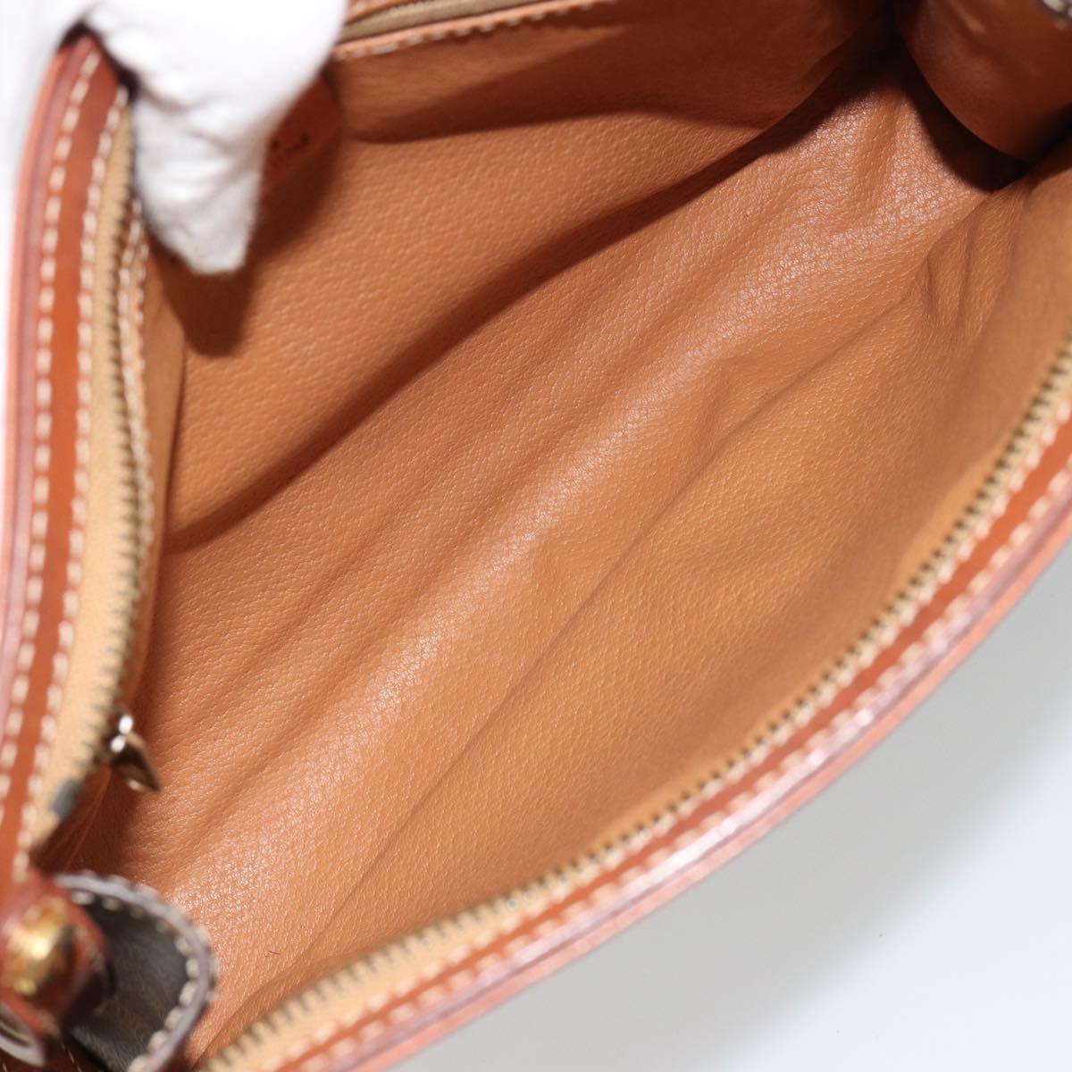 CELINE Macadam Canvas Clutch Bag PVC Leather Brown Gold Auth ka4359