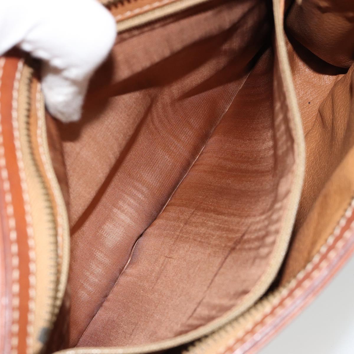 CELINE Macadam Canvas Clutch Bag PVC Leather Brown Gold Auth ka4359