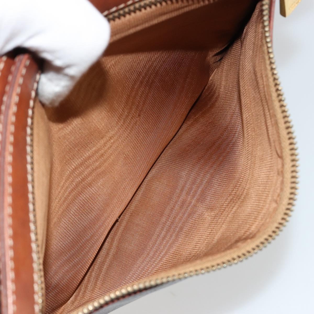 CELINE Macadam Canvas Clutch Bag PVC Leather Brown Gold Auth ka4359