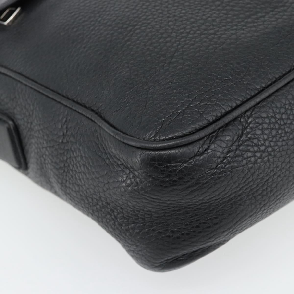 GUCCI Interlocking Shoulder Bag Leather Black Silver 337084 Auth ka4361A