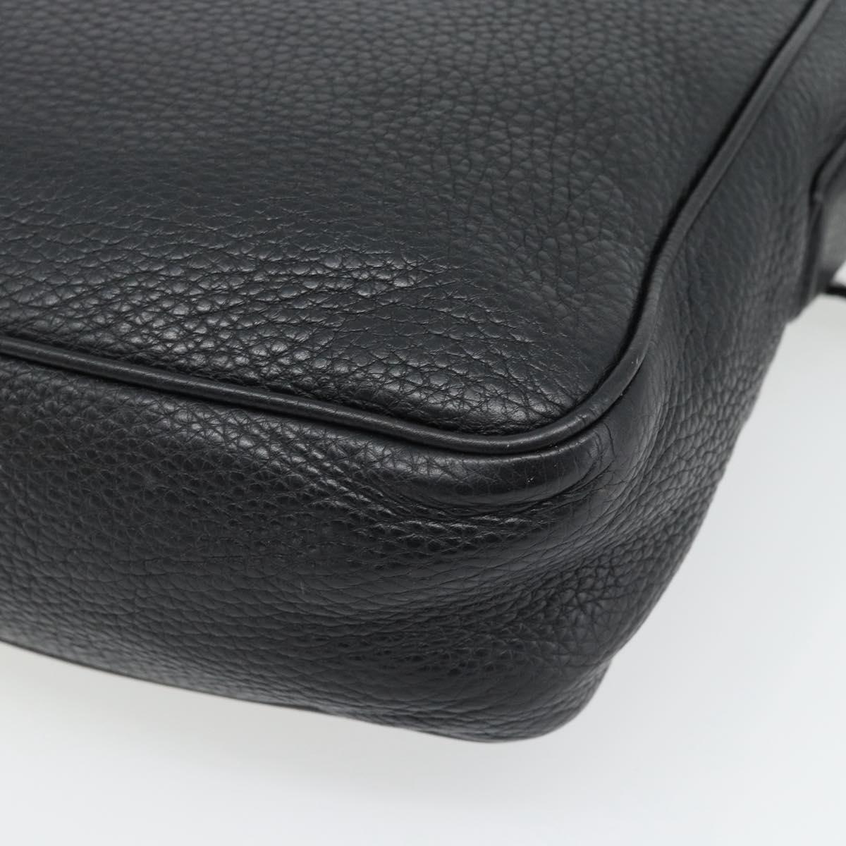 GUCCI Interlocking Shoulder Bag Leather Black Silver 337084 Auth ka4361A