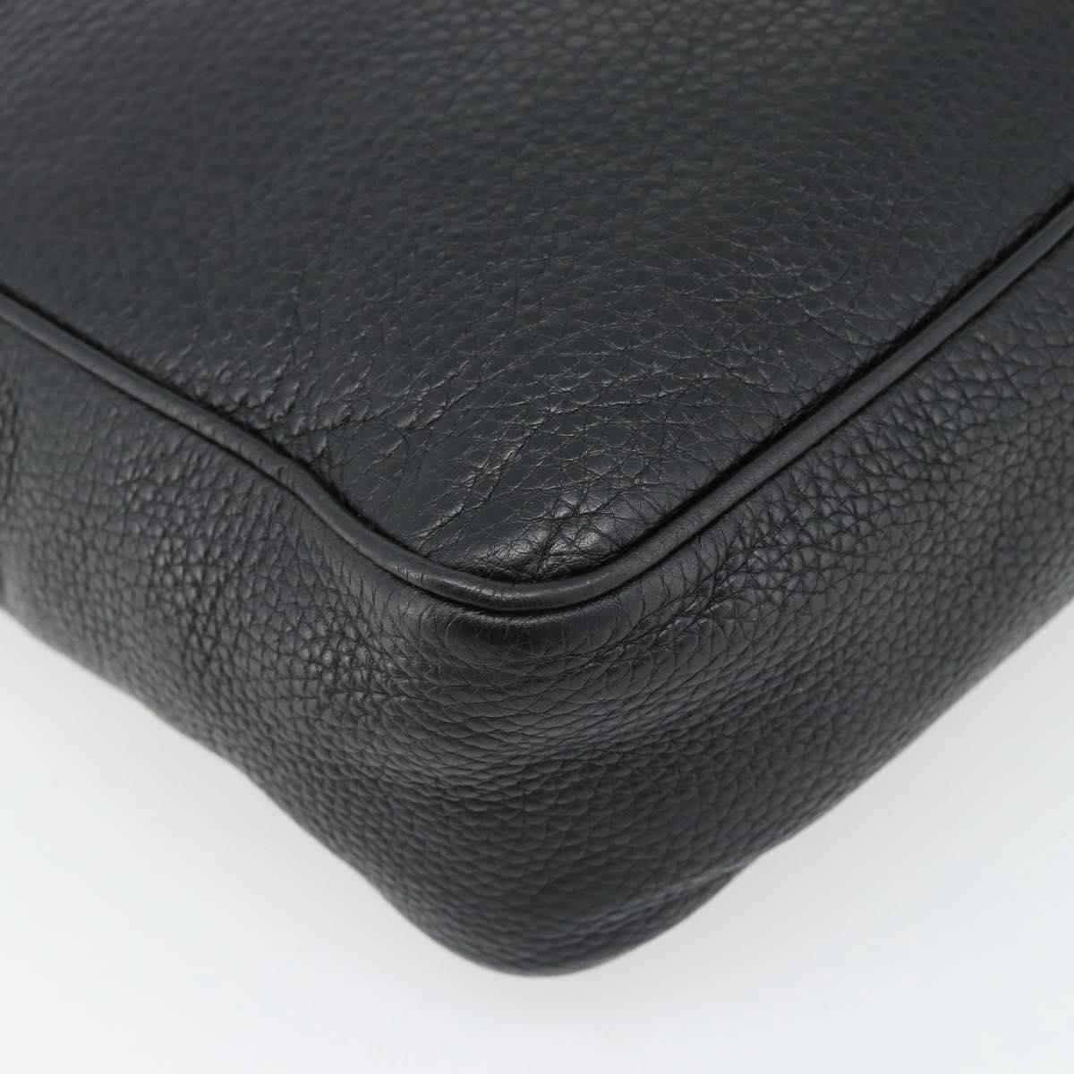 GUCCI Interlocking Shoulder Bag Leather Black Silver 337084 Auth ka4361A
