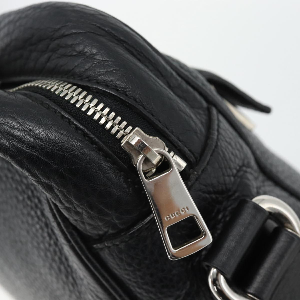 GUCCI Interlocking Shoulder Bag Leather Black Silver 337084 Auth ka4361A