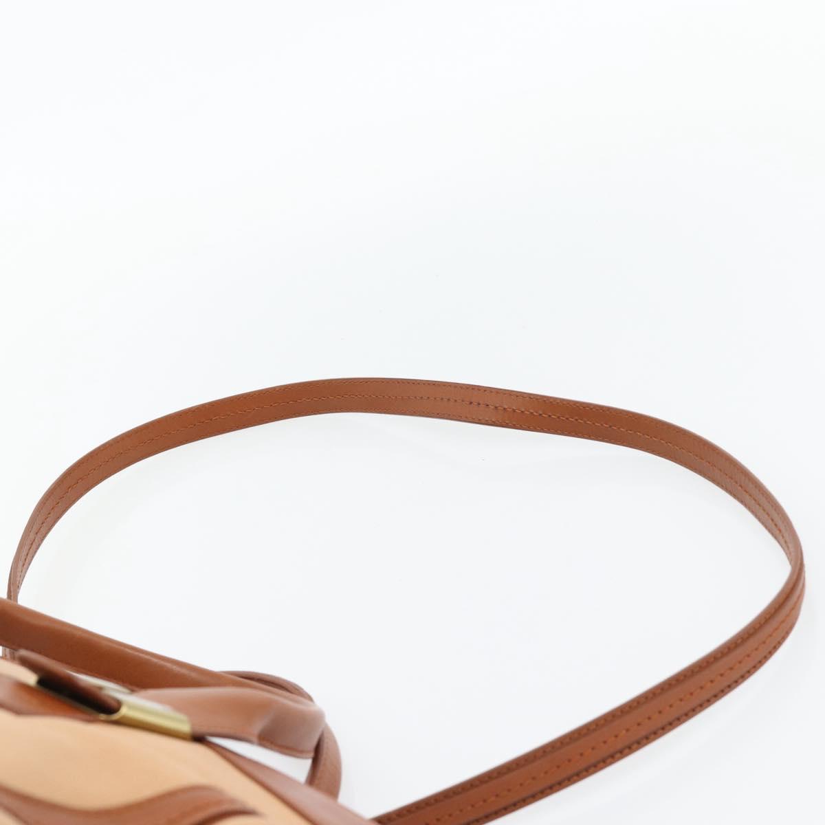 Chloe Alice Hand Bag Leather 2way Brown Gold beige Auth ka4362