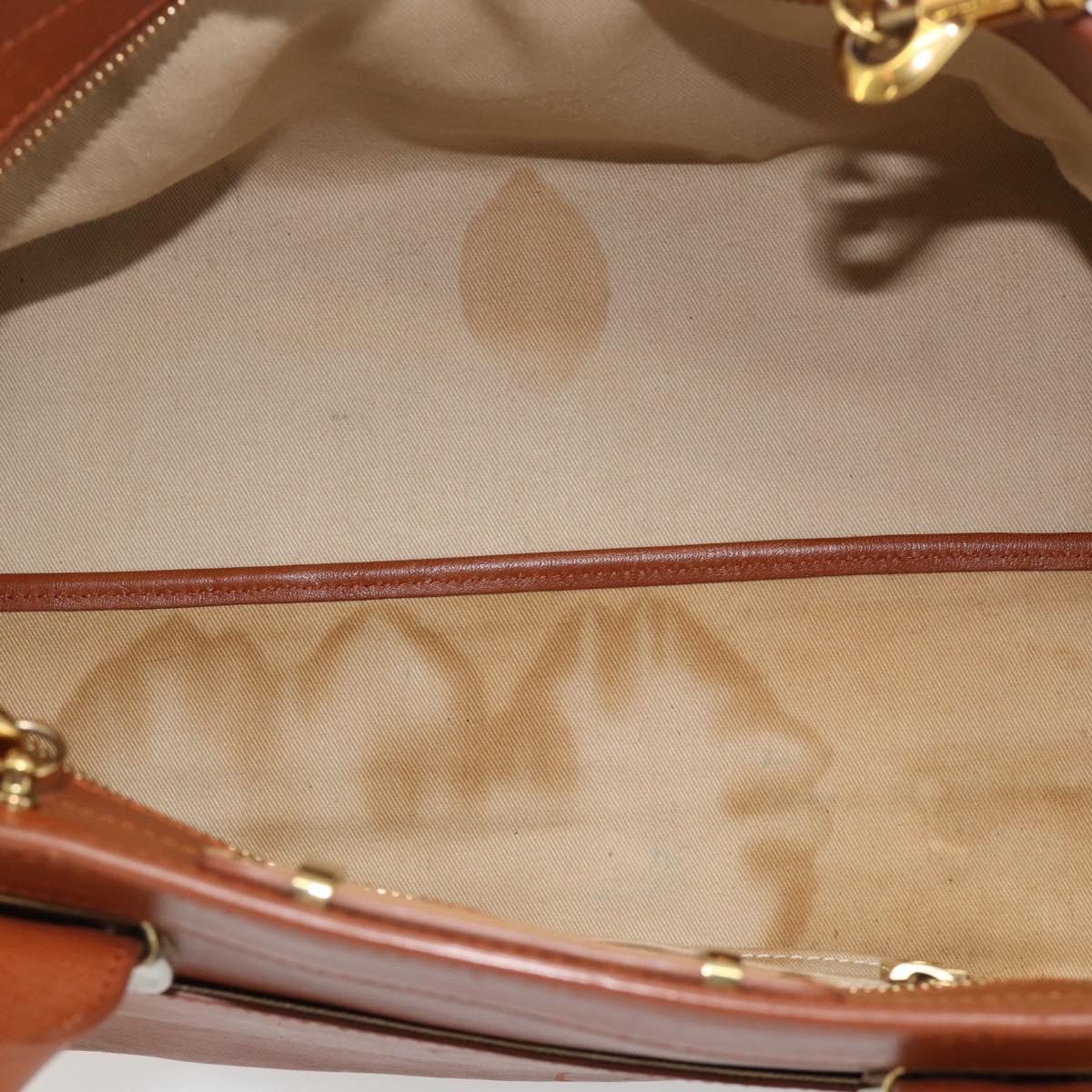 Chloe Alice Hand Bag Leather 2way Brown Gold beige Auth ka4362