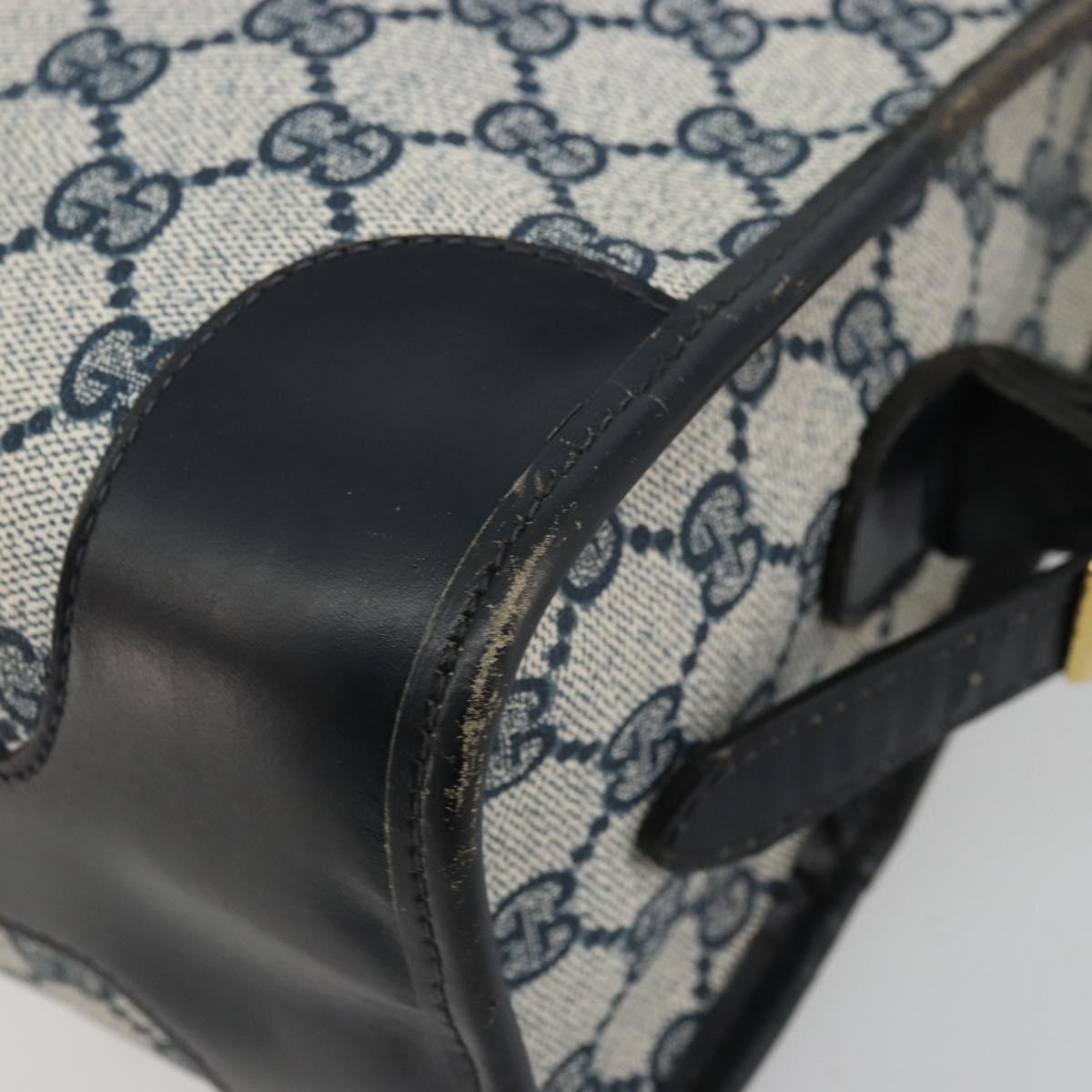 GUCCI GG Supreme Shoulder Bag PVC Navy Gold Auth ka4364