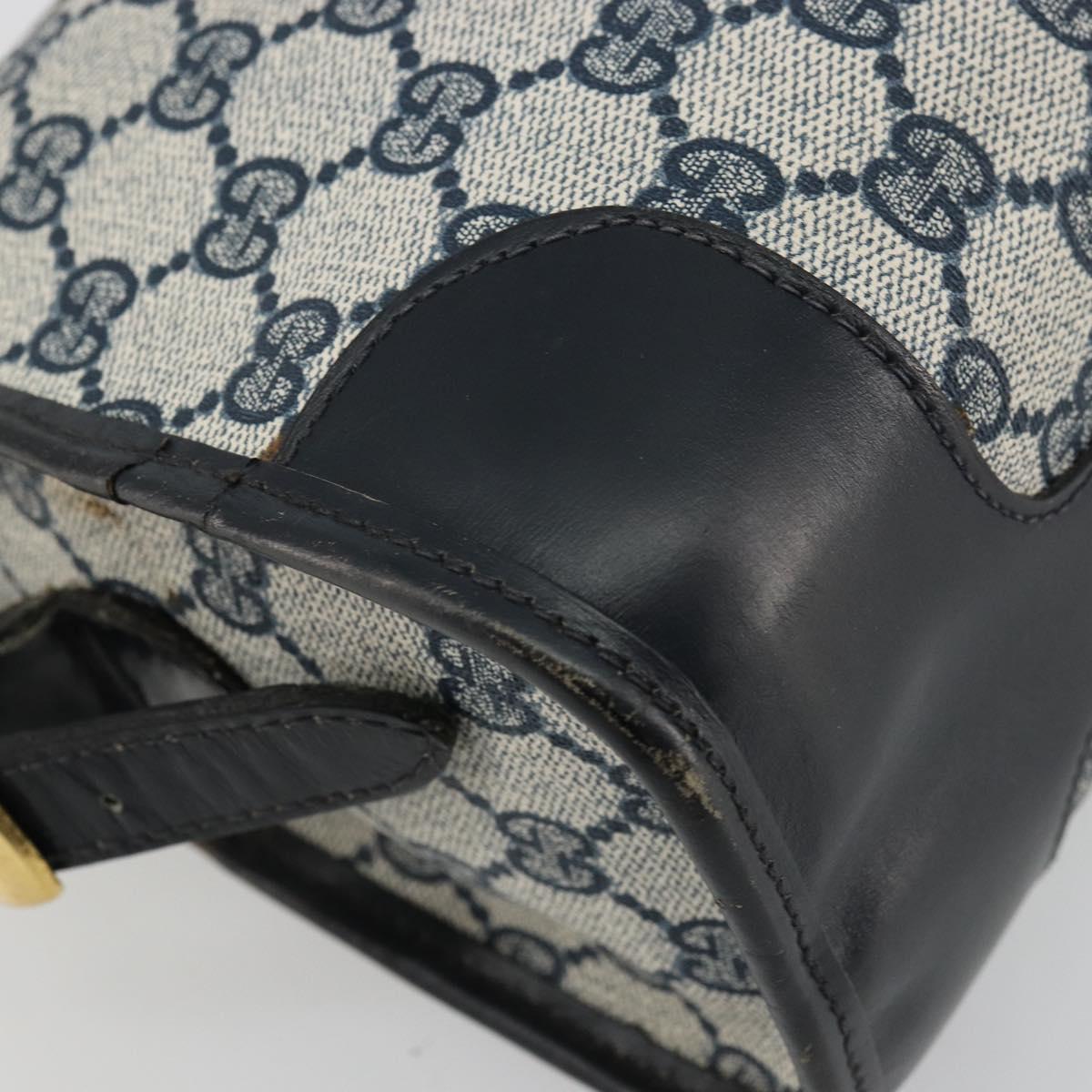 GUCCI GG Supreme Shoulder Bag PVC Navy Gold Auth ka4364