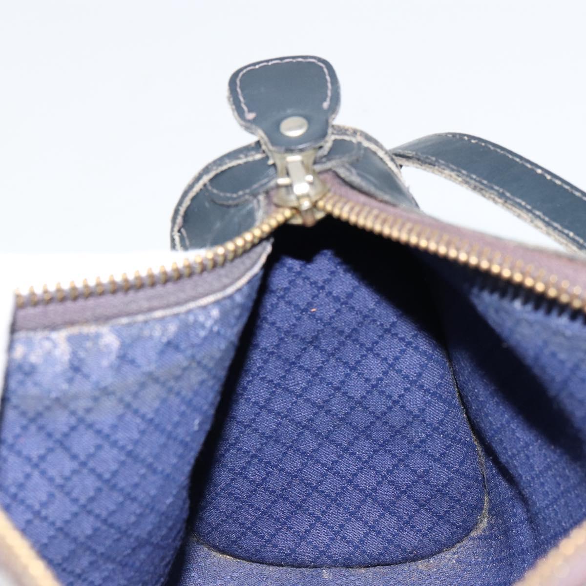 GUCCI GG Supreme Shoulder Bag PVC Navy Gold Auth ka4364