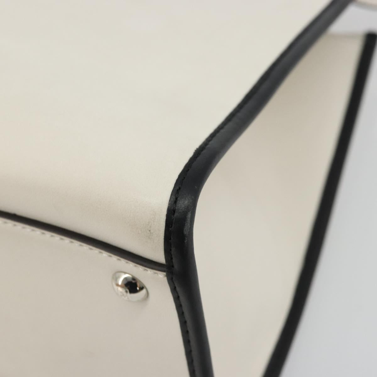 FENDI Runaway Hand Bag Leather 2way White Silver black Auth ka4365A