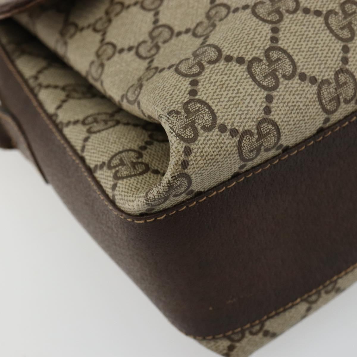 GUCCI GG Supreme Web Sherry Line Bag PVC Beige Gold 904 02 084 Auth ka4366