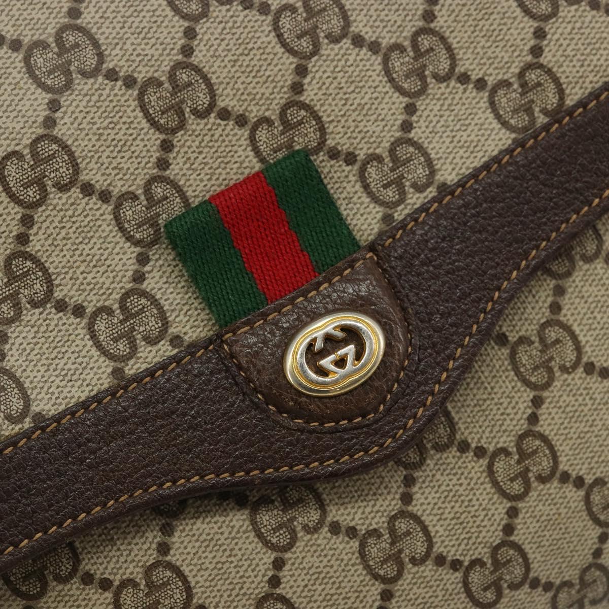 GUCCI GG Supreme Web Sherry Line Bag PVC Beige Gold 904 02 084 Auth ka4366