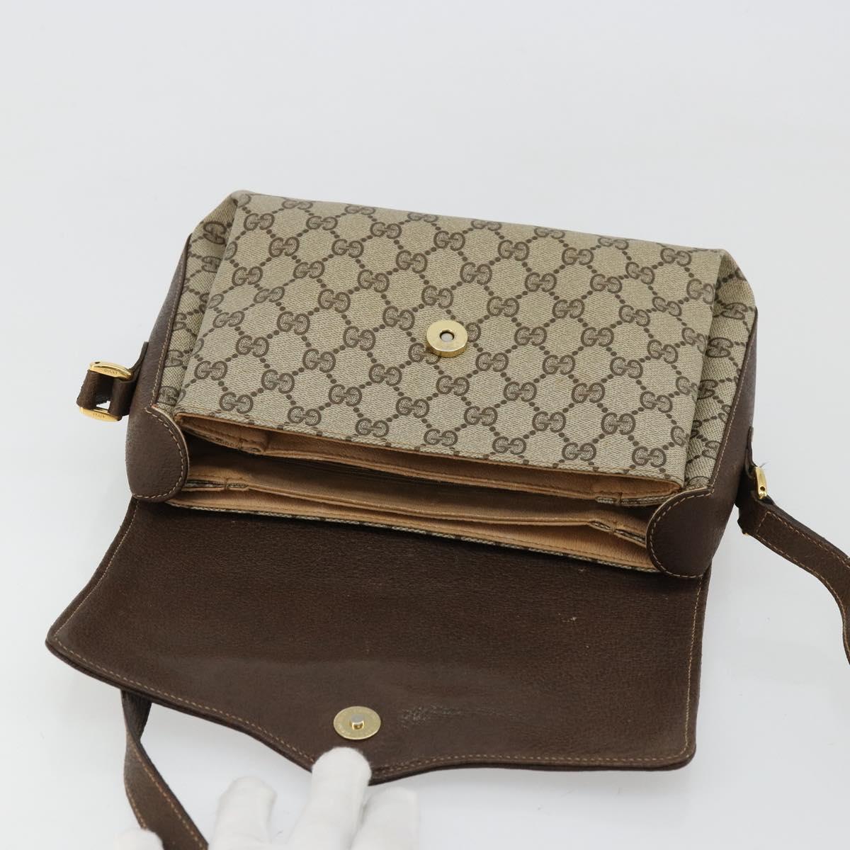 GUCCI GG Supreme Web Sherry Line Bag PVC Beige Gold 904 02 084 Auth ka4366