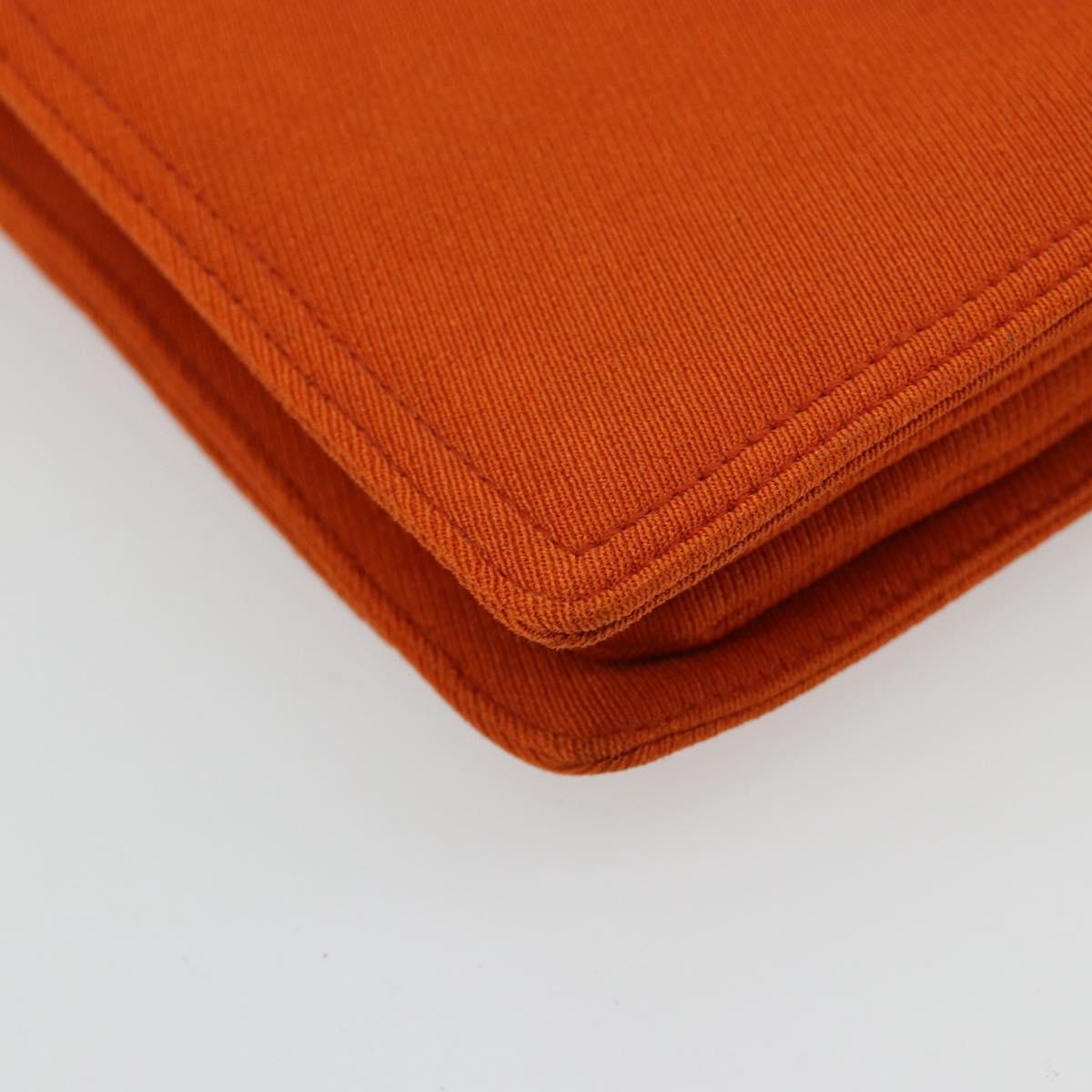 PRADA Shoulder Bag Cotton Orange Silver Auth ka4368A