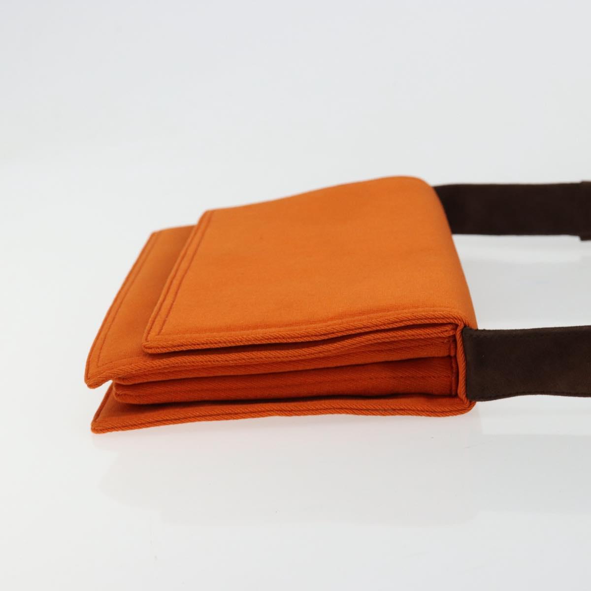 PRADA Shoulder Bag Cotton Orange Silver Auth ka4368A