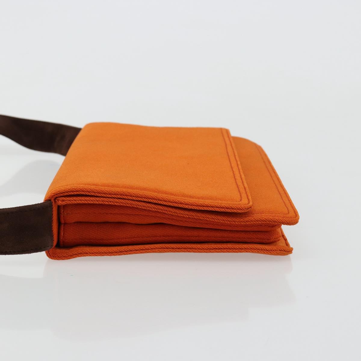 PRADA Shoulder Bag Cotton Orange Silver Auth ka4368A