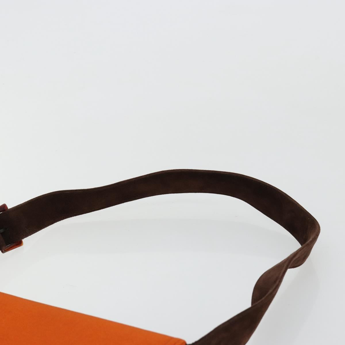 PRADA Shoulder Bag Cotton Orange Silver Auth ka4368A
