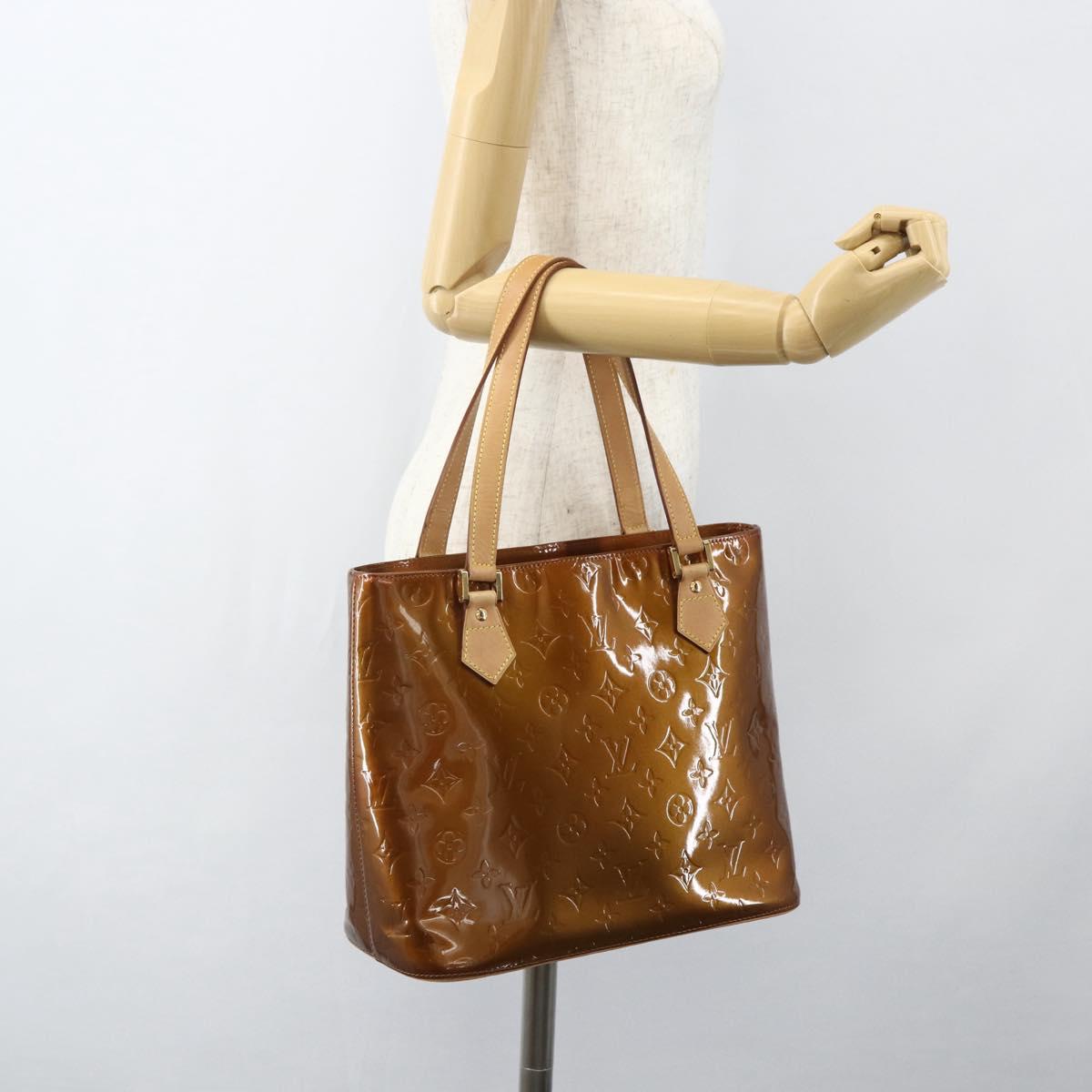 LOUIS VUITTON Monogram Vernis Houston Hand Bag Bronze M91122 LV Auth ka437