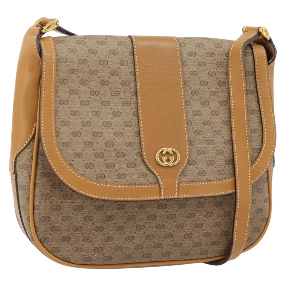 GUCCI Micro GG Supreme Shoulder Bag PVC Beige Gold 001 41 4425 Auth ka4370