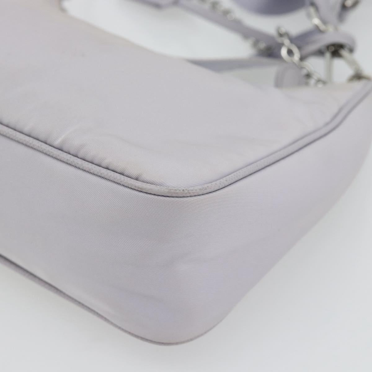 PRADA Re-Edition Shoulder Bag Nylon Purple Silver Auth ka4372A