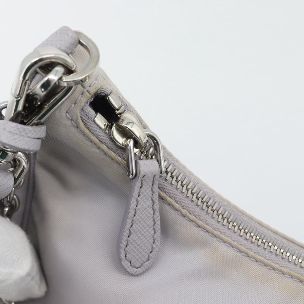 PRADA Re-Edition Shoulder Bag Nylon Purple Silver Auth ka4372A