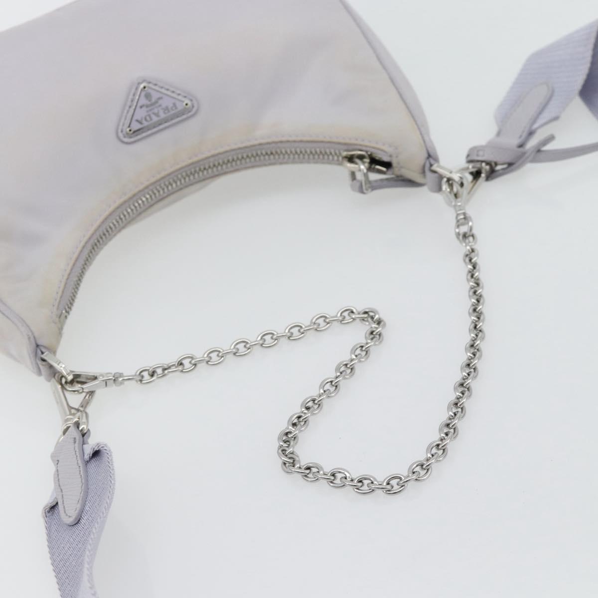 PRADA Re-Edition Shoulder Bag Nylon Purple Silver Auth ka4372A