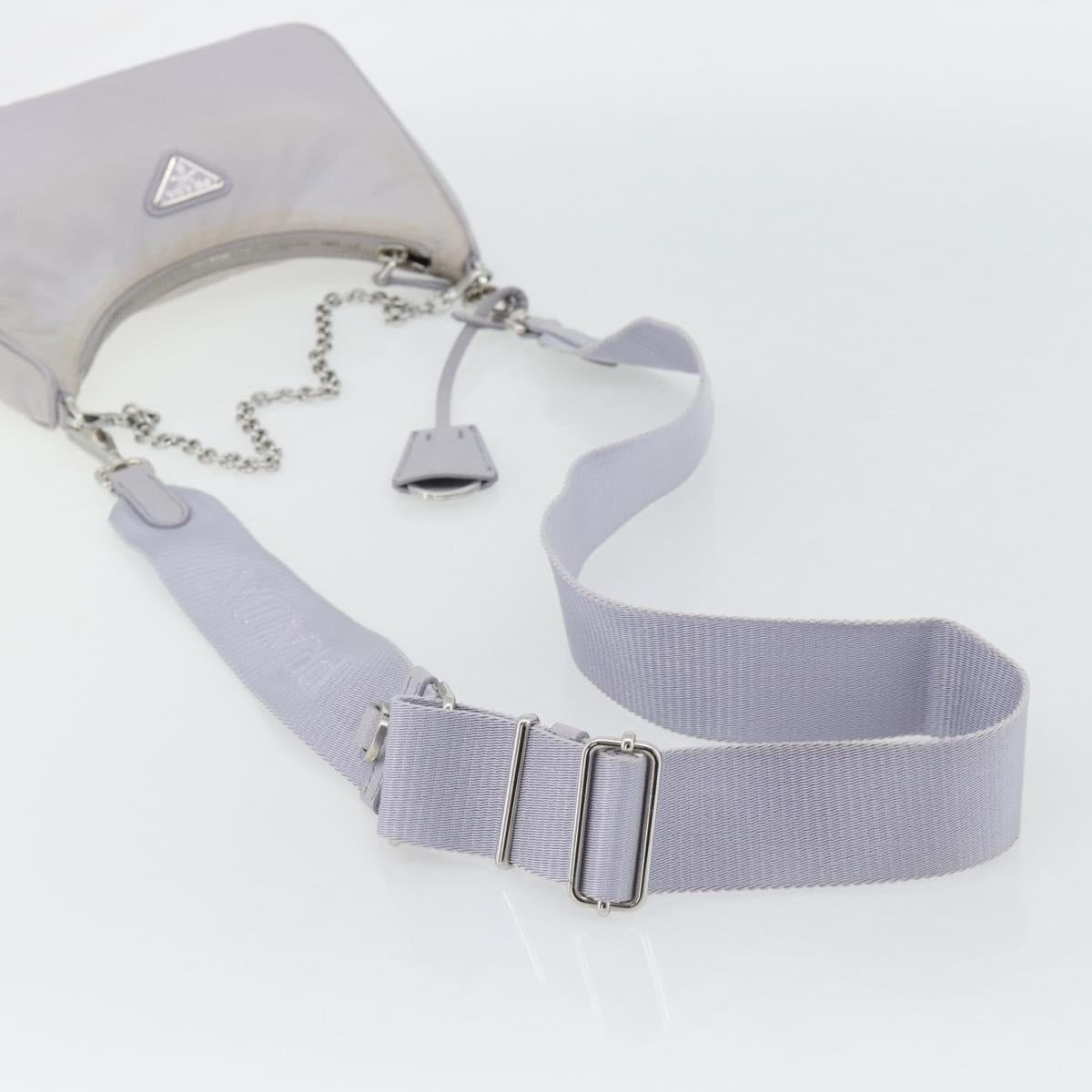 PRADA Re-Edition Shoulder Bag Nylon Purple Silver Auth ka4372A