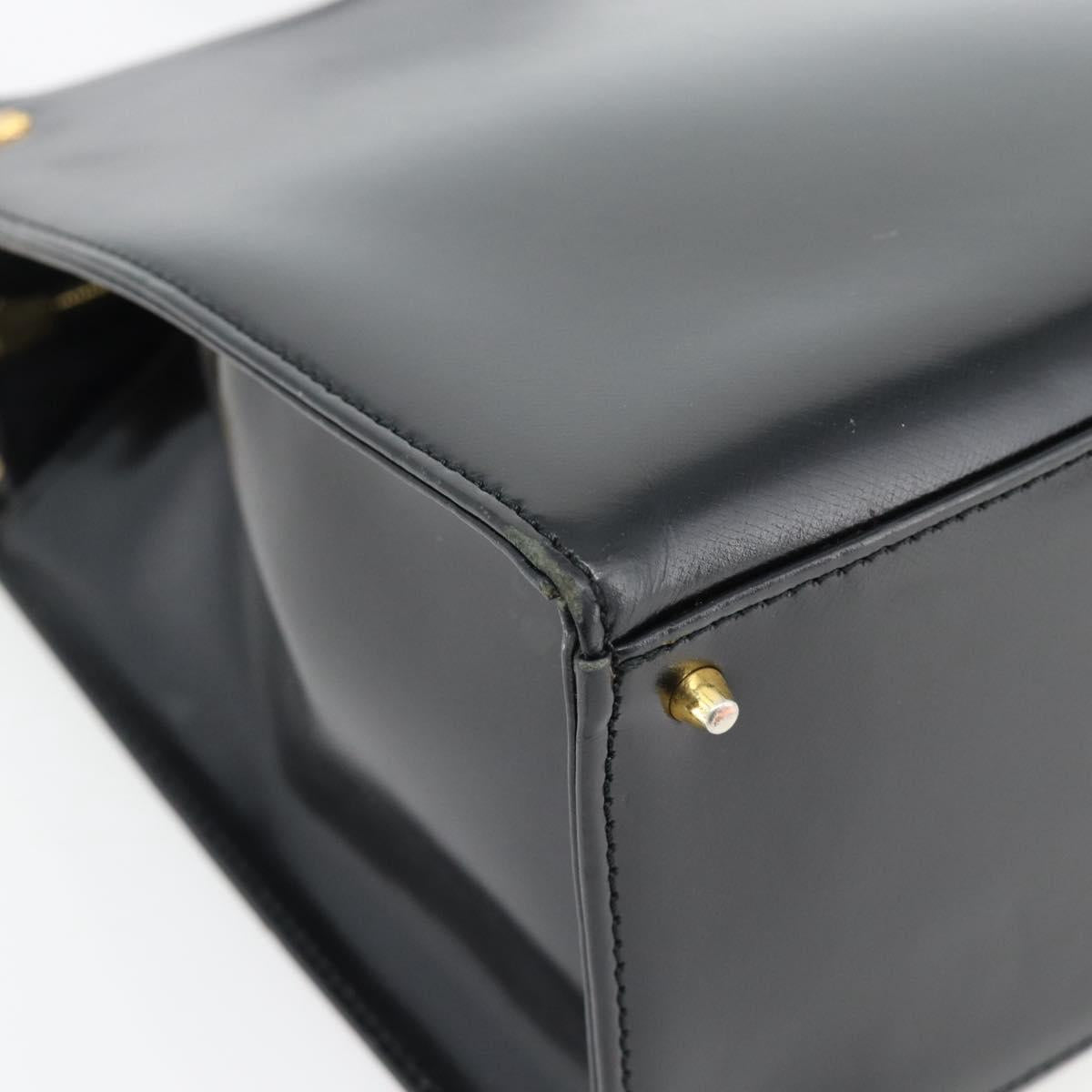 Gianni Versace Shoulder Bag Leather Black Gold Auth ka4376A