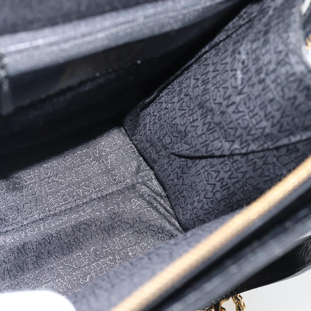 Gianni Versace Shoulder Bag Leather Black Gold Auth ka4376A