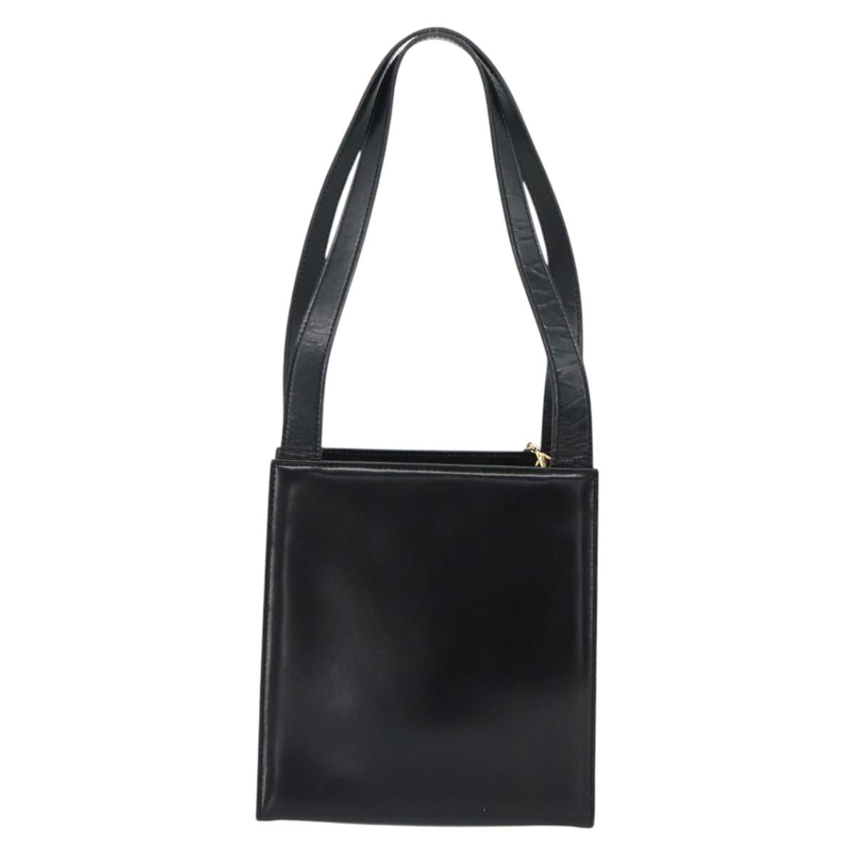 Gianni Versace Shoulder Bag Leather Black Gold Auth ka4376A