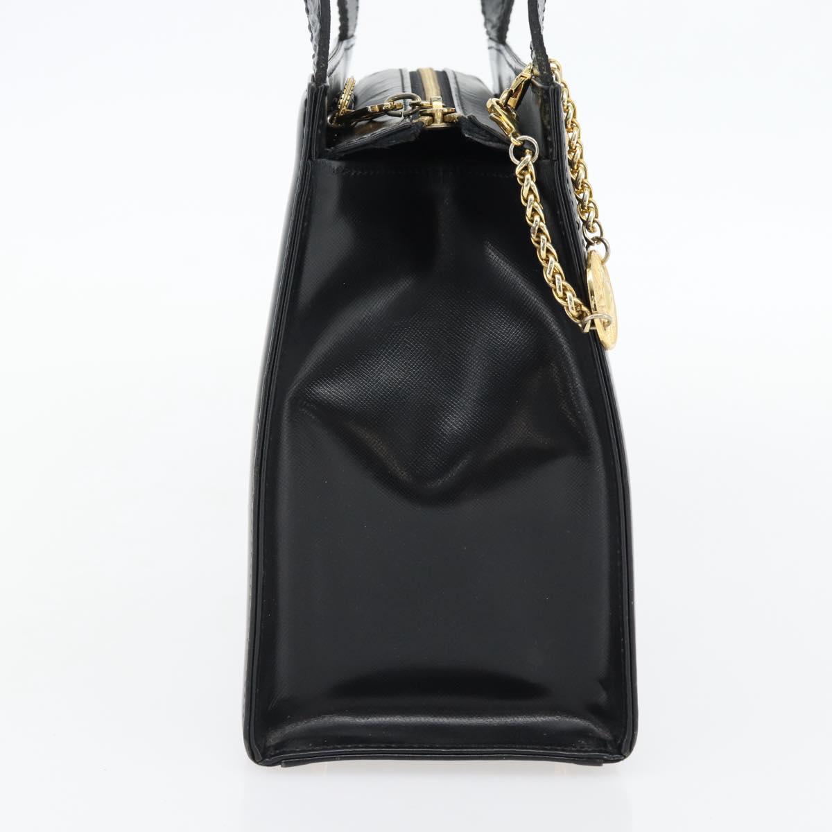 Gianni Versace Shoulder Bag Leather Black Gold Auth ka4376A