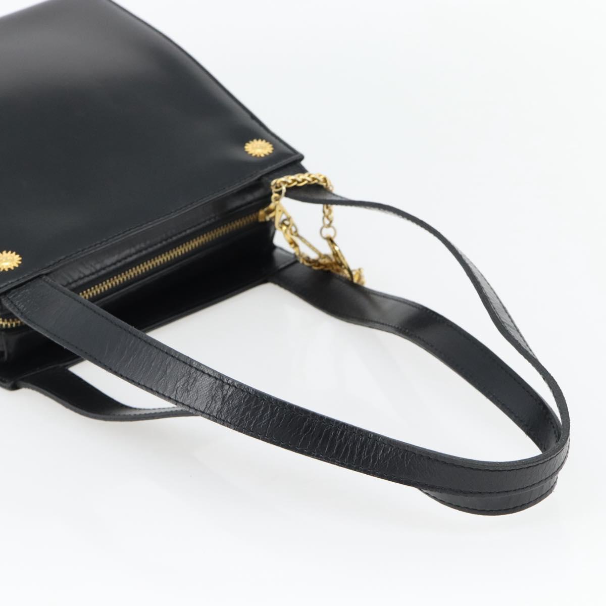Gianni Versace Shoulder Bag Leather Black Gold Auth ka4376A