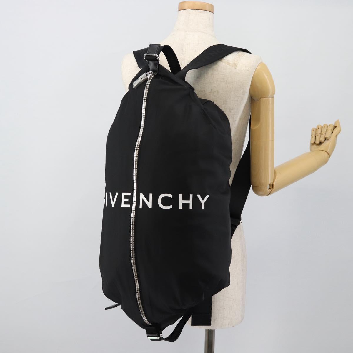 GIVENCHY G Zip Backpack Nylon Black Silver Auth ka4379M