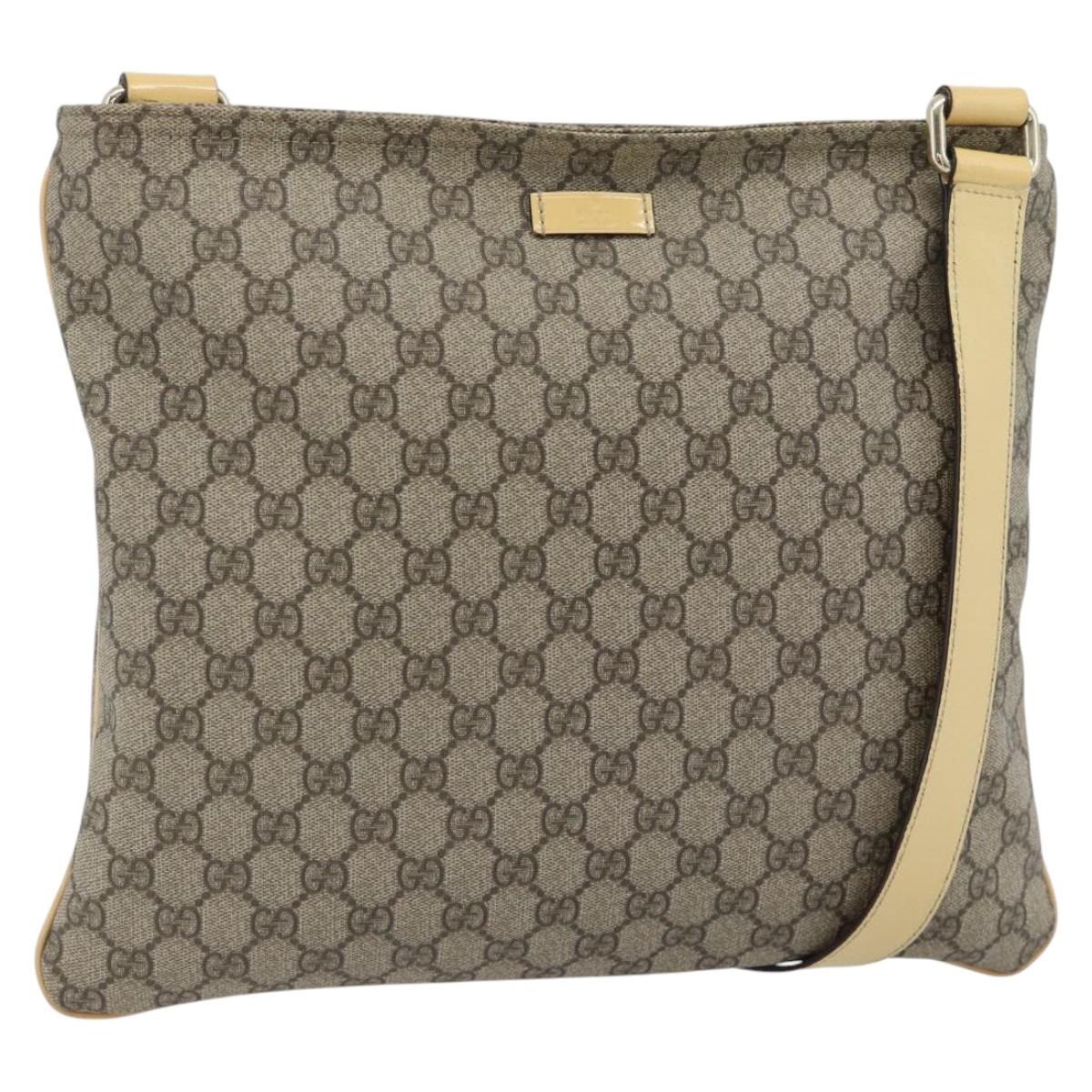 GUCCI GG Supreme Shoulder Bag PVC Beige Gold 201446 Auth ka4386A