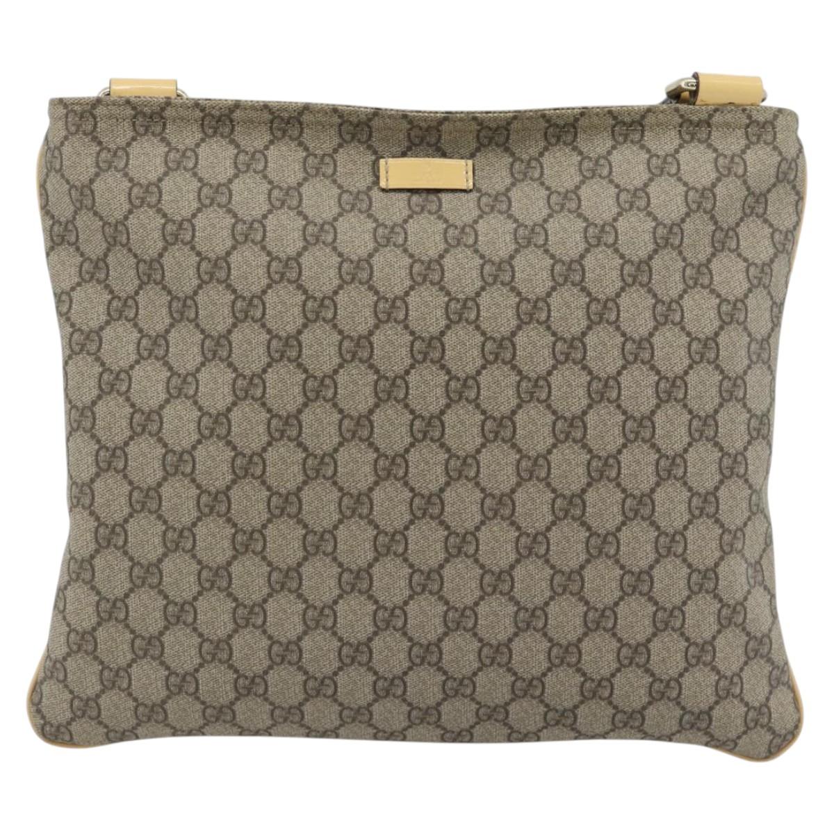 GUCCI GG Supreme Shoulder Bag PVC Beige Gold 201446 Auth ka4386A