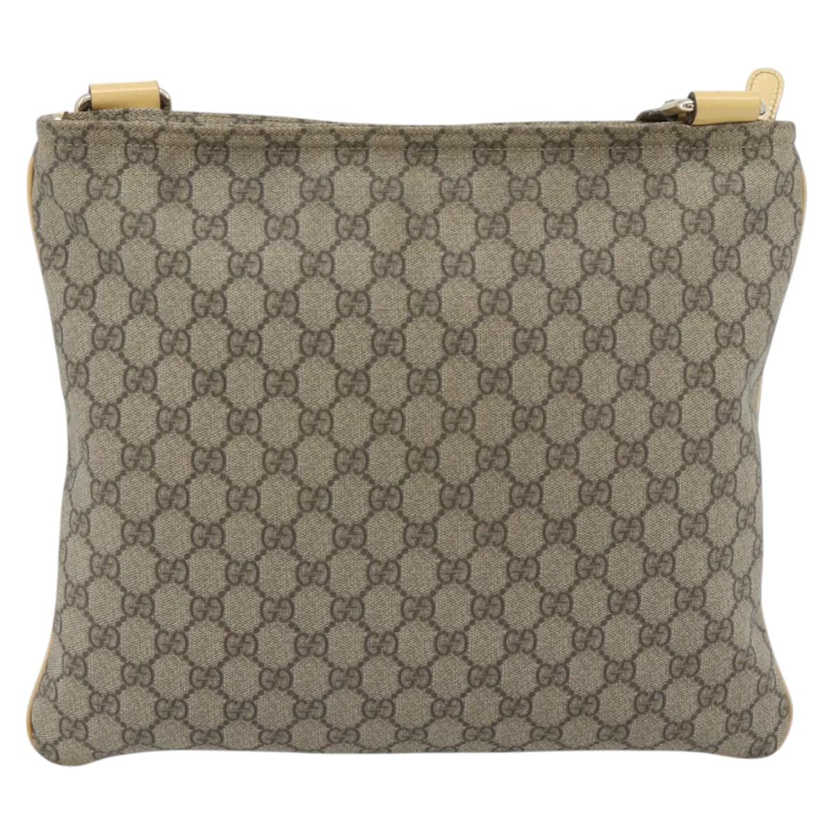 GUCCI GG Supreme Shoulder Bag PVC Beige Gold 201446 Auth ka4386A