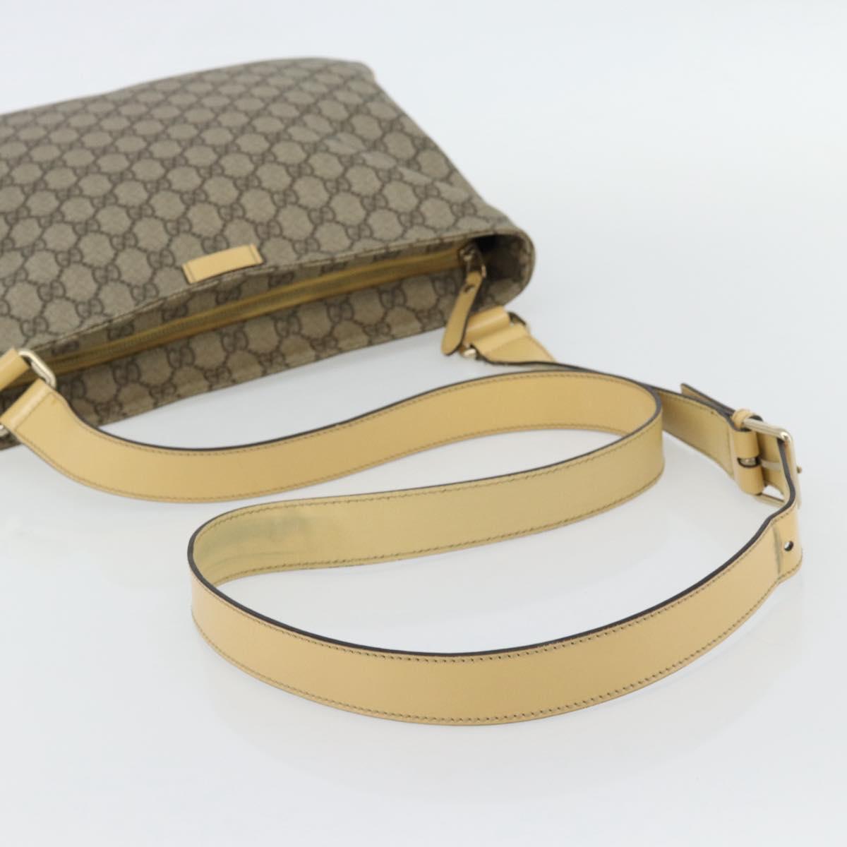 GUCCI GG Supreme Shoulder Bag PVC Beige Gold 201446 Auth ka4386A